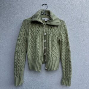 TOMMY HILFIGER Lambs Wool / Angora Cable Knit Women’s Sz Small Sweater Cardigan